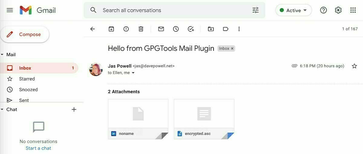 Using GMail in the web browser to receive an encrypted email