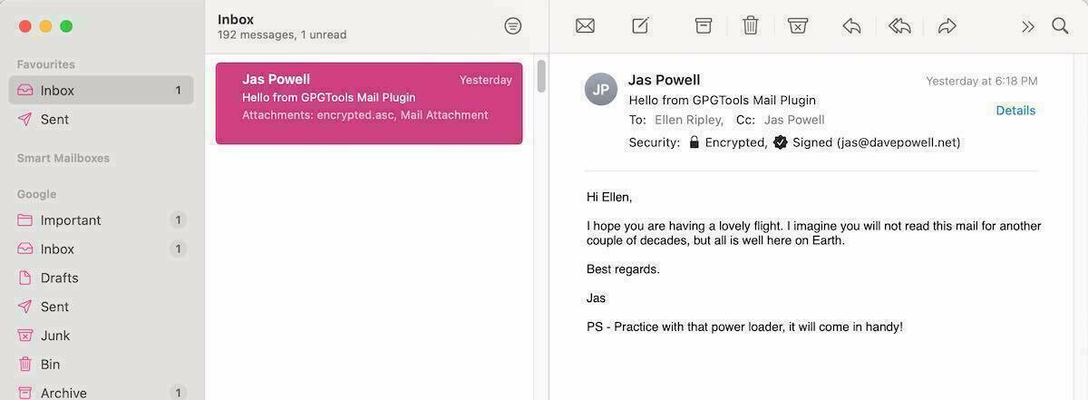 Using MacOS Mail.app to receive an encrypted and signed email